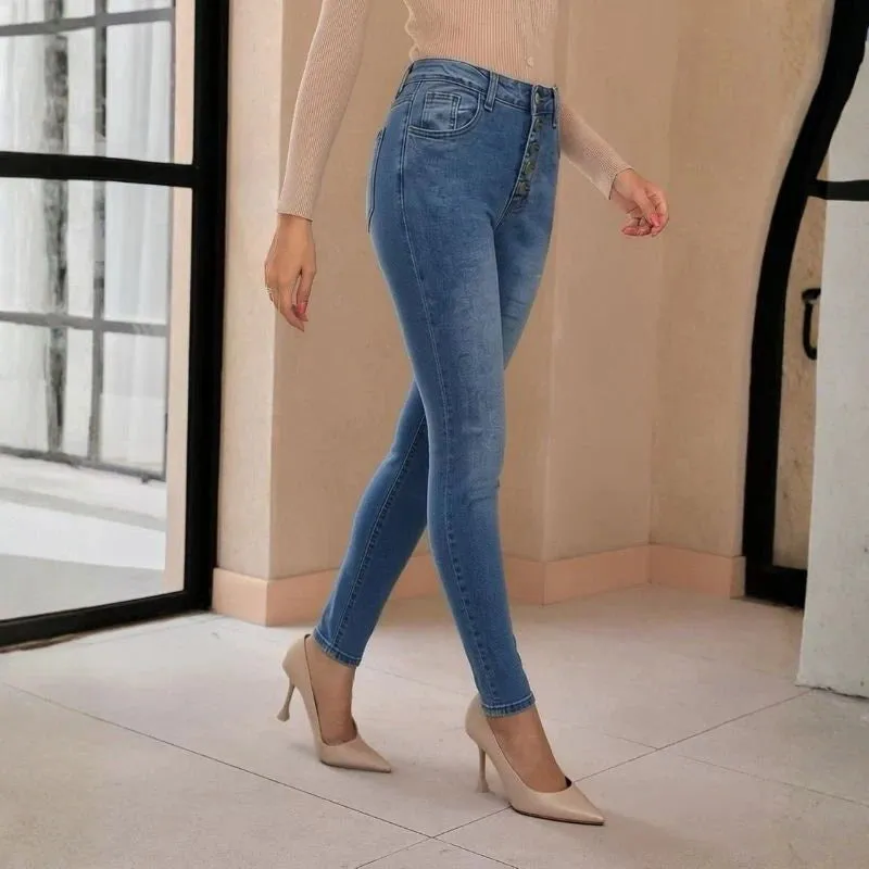 Women's High Waisted Button Fly Skinny Jeans Stretch Denim Pants sold by Good American Jeans product image thumbnail 4