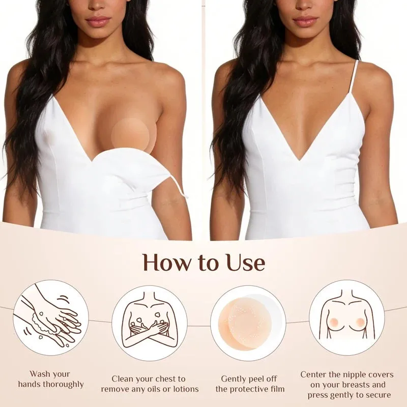 Reusable Silicone Nipple Covers for Women Sticky Bra Pasties sold by Good American Jeans product image thumbnail 2