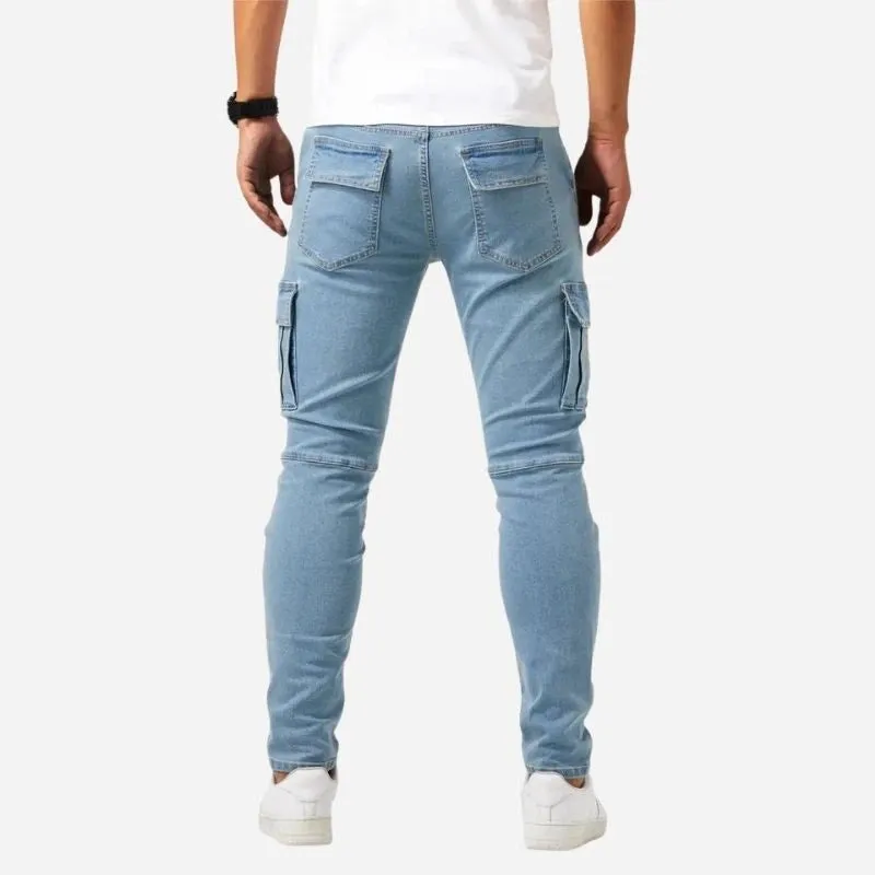 Men's Slim Fit Cargo Jeans Stretch Denim Pants Multi Pocket Trousers sold by Good American Jeans product image thumbnail 2