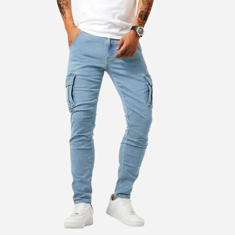 Men's Slim Fit Cargo Jeans Stretch Denim Pants Multi Pocket Trousers sold by Good American Jeans product image thumbnail 3