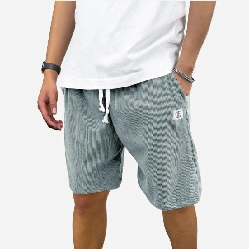 Men's Corduroy Shorts Elastic Waist Drawstring Summer Beach Shorts made by Good American Jeans