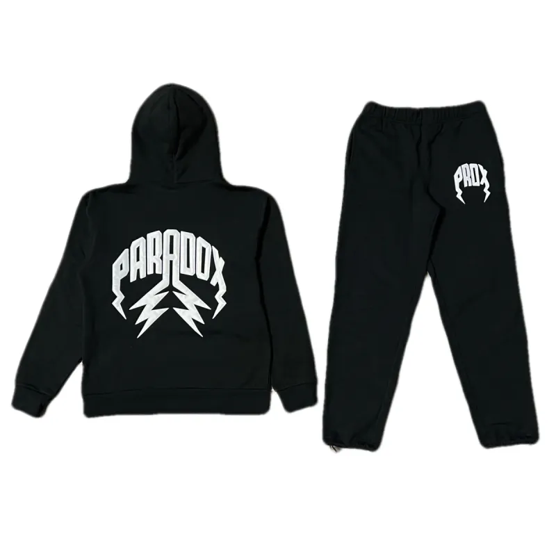 Lightning arc logo sweatsuit (BLACK/WHITE) sold by Paradox Lab