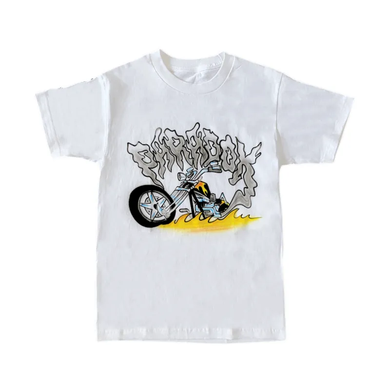 Airbrushed "Vintage Motorcycle" Tee - White sold by Paradox Lab