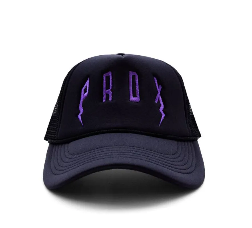 PRDX Trucker Hat (Black/Black/Purple) sold by Paradox Lab