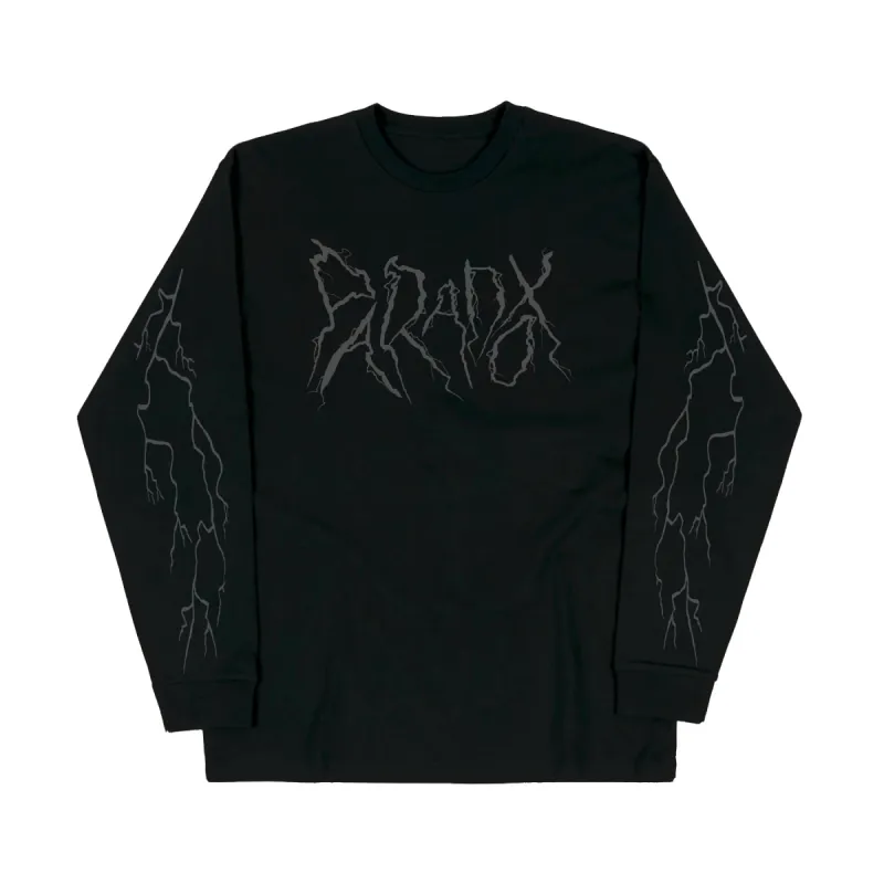 "Lightning Strike" Long Sleeve Tee (Black/Dark Grey) sold by Paradox Lab