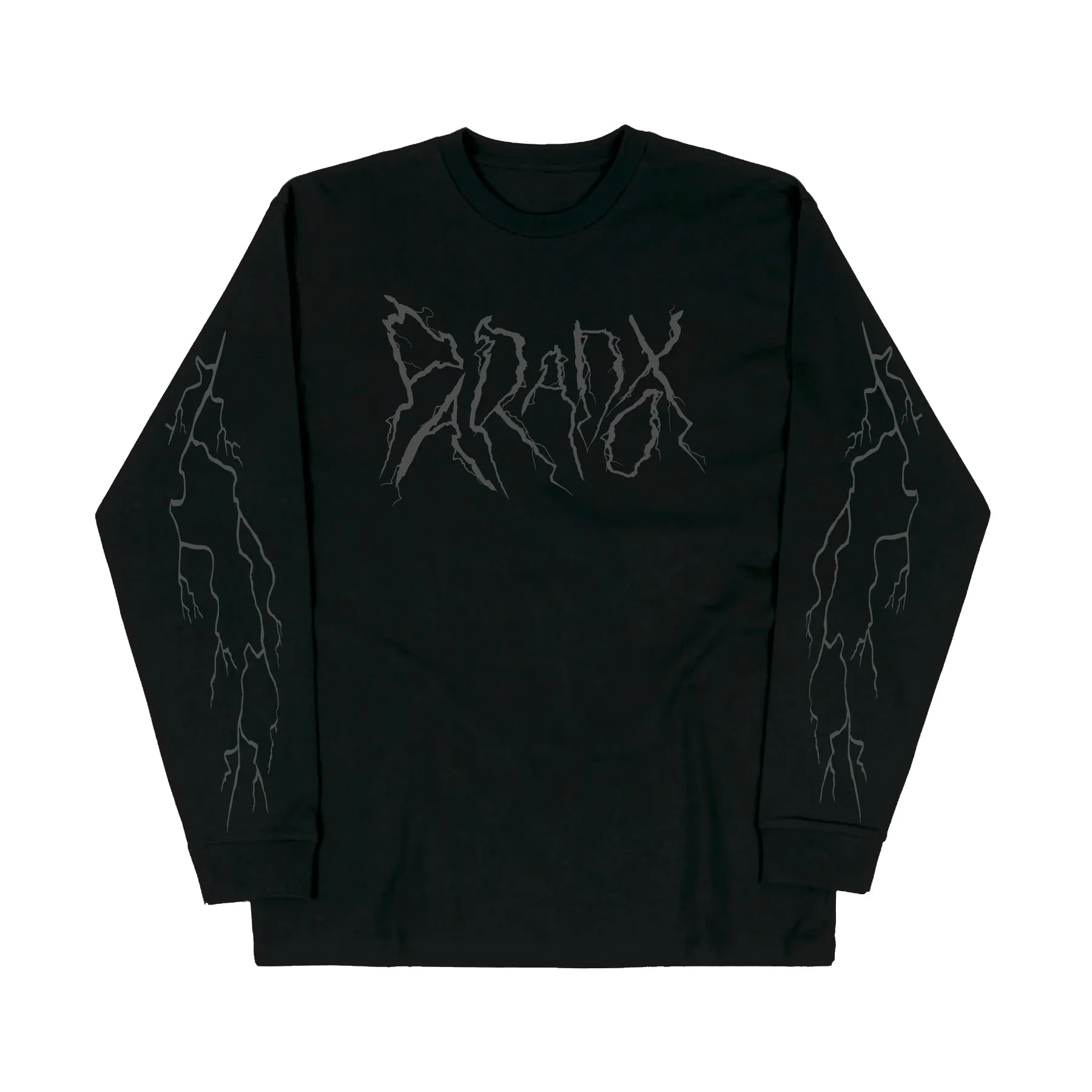 "Lightning Strike" Long Sleeve Tee (Black/Dark Grey) sold by Paradox Lab