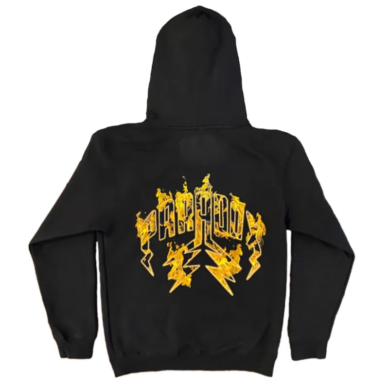 Lightning Arc Logo Pull-Over Hoodie Black "FIRE" sold by Paradox Lab