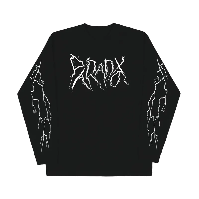 "Lightning Strike" Long Sleeve Tee (Black/White) sold by Paradox Lab