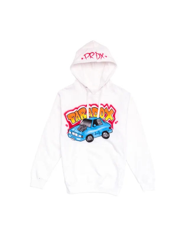 Airbrushed Vintage Car Pull-Over Hoodie (White) sold by Paradox Lab