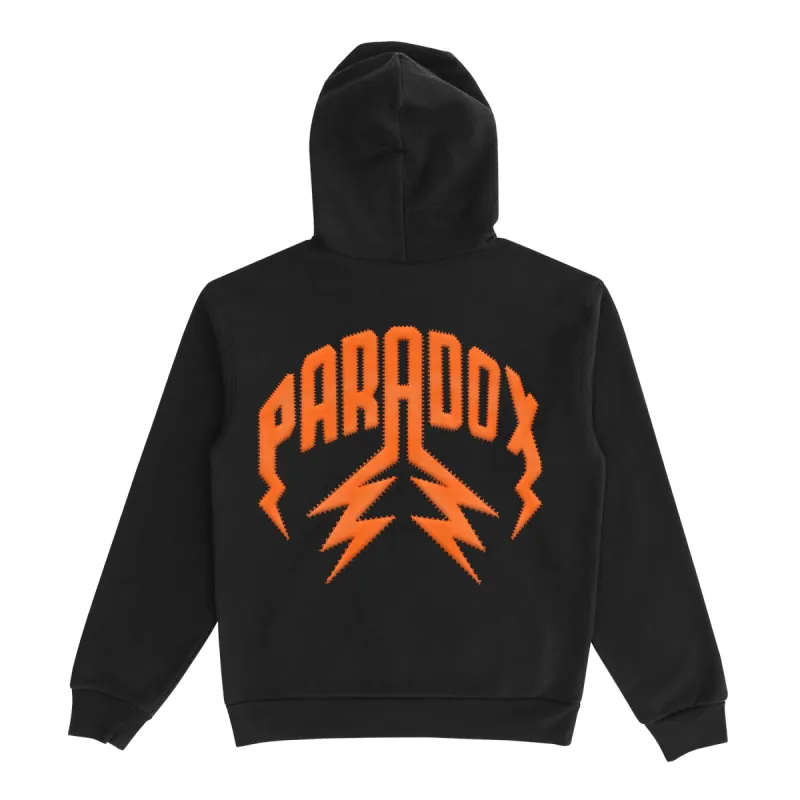 TWILLED LIGHTNING ARC LOGO PULL-OVER HOODIE (BLACK/ORANGE) sold by Paradox Lab
