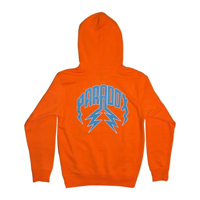 Lightning Arc Logo Pull-Over Hoodie (Neon Orange/Carolina Blue) sold by Paradox Lab