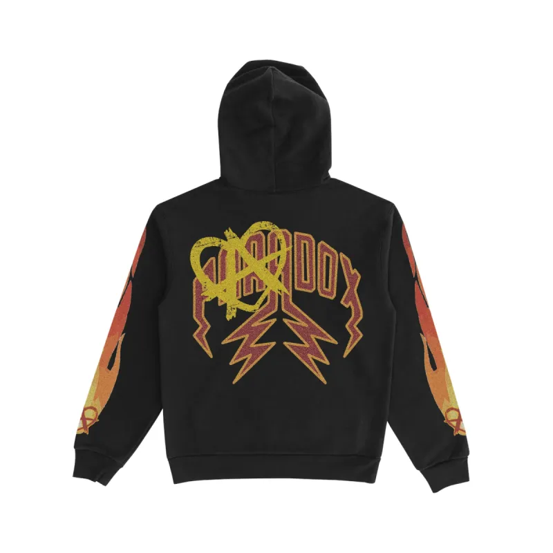 "Hearts on Fire" Lightning Arc Logo Pull-Over Hoodie (Black) sold by Paradox Lab
