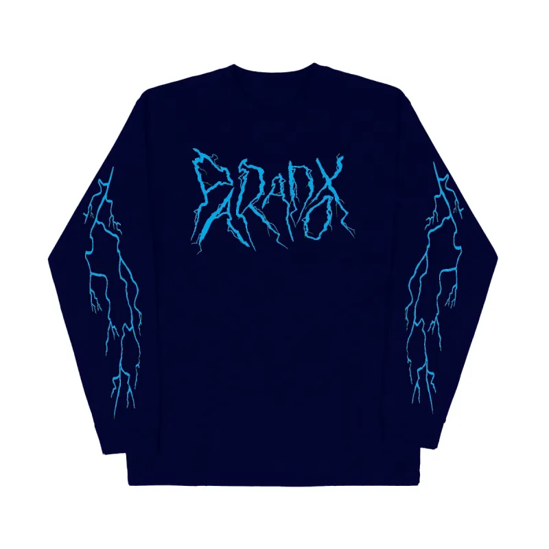 "Lightning Strike" Long Sleeve Tee (Navy/Blue) sold by Paradox Lab