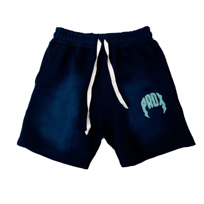 "PRDX" Lightning Arc Logo Sweatshorts (NAVY/TEAL) sold by Paradox Lab