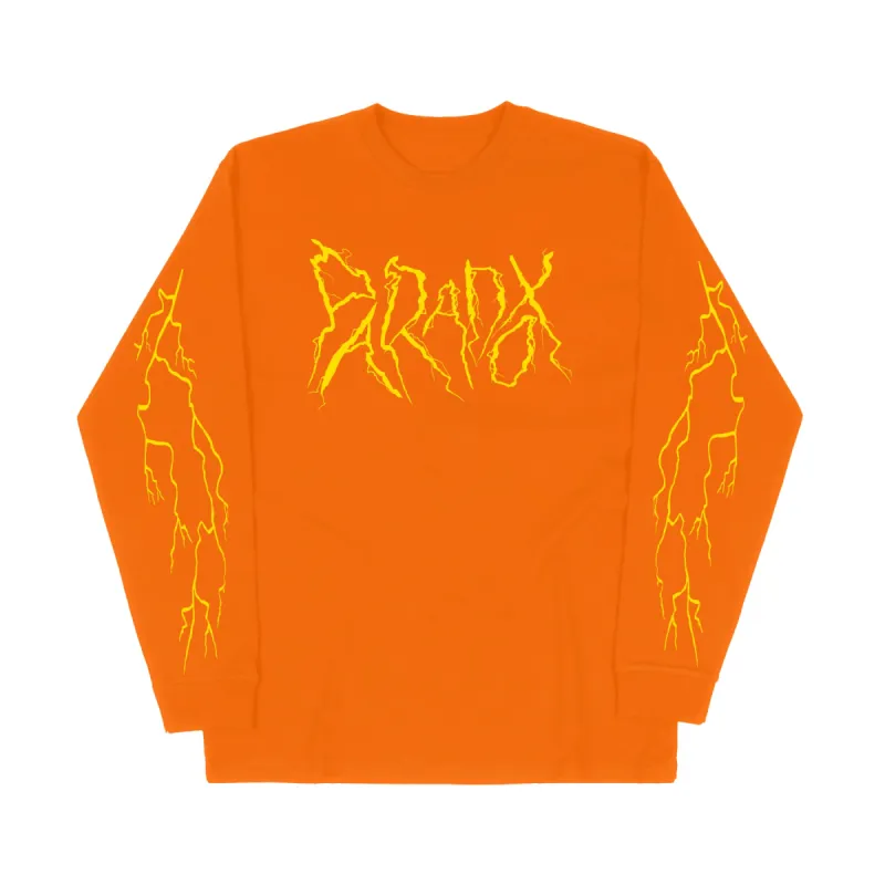 "Lightning Strike" Long Sleeve Tee (Orange/Safety Yellow) sold by Paradox Lab