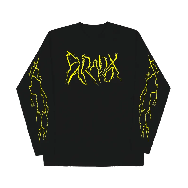 "Lightning Strike" Long Sleeve Tee (Black/Yellow) sold by Paradox Lab