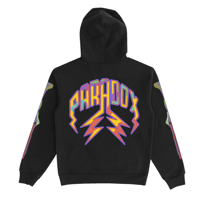 "THERMAL BONE SLEEVE" LIGHTNING ARC LOGO PULL-OVER HOODIE (BLACK) sold by Paradox Lab