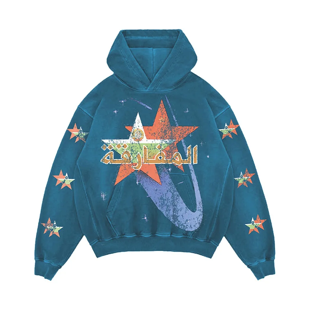 “ARABIC STARS” PULL-OVER HOODIE (BLUE) sold by Paradox Lab