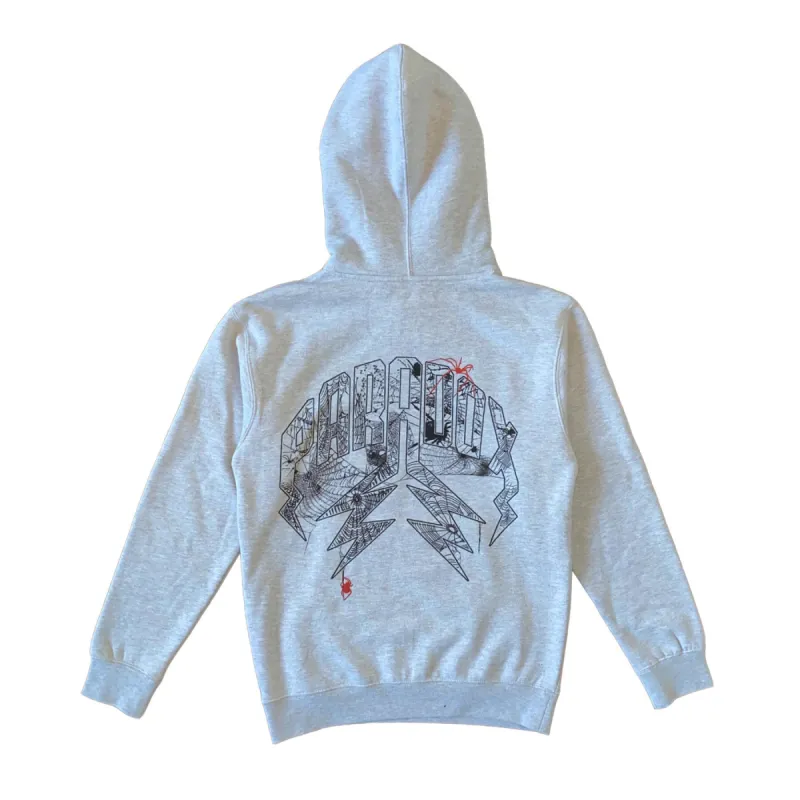 Spider Lightning Arc Logo Pull-Over Hoodie (Grey) sold by Paradox Lab