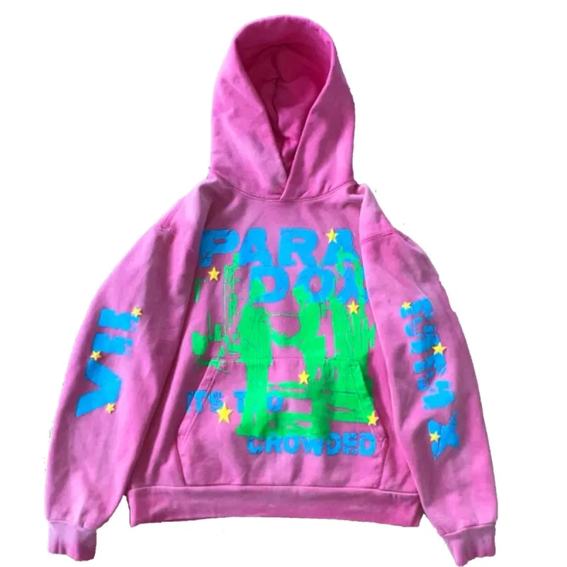 “IT’S TOO CROWDED” LIGHTNING ARC LOGO PULL-OVER HOODIE (PINK) sold by Paradox Lab