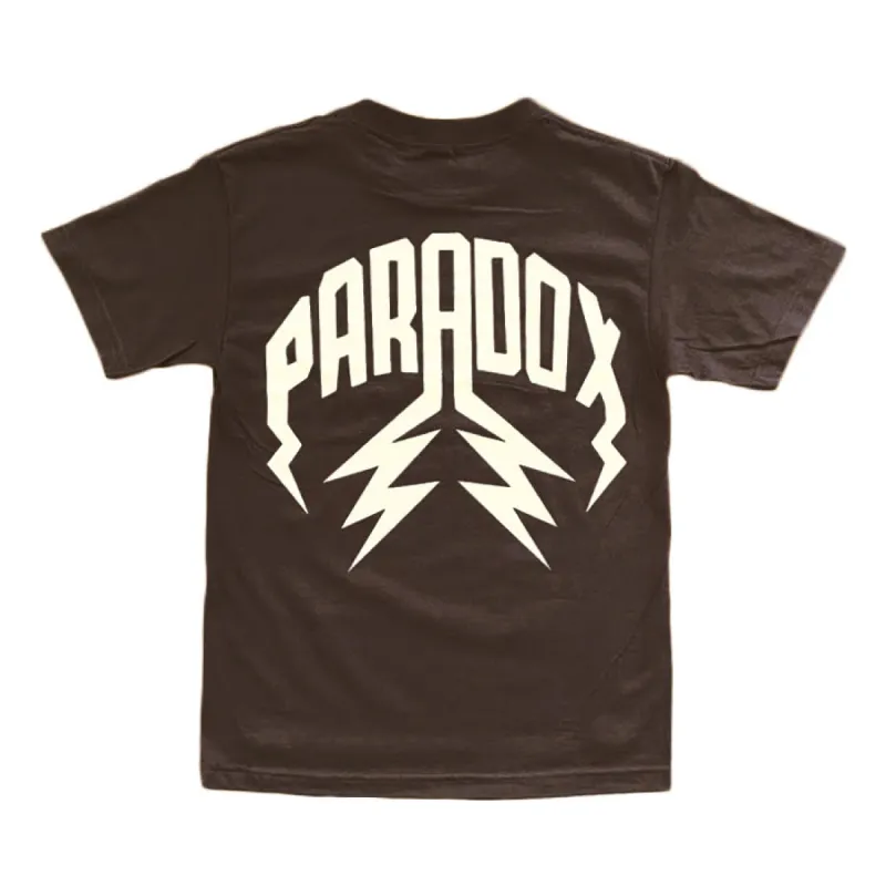 "NATURAL" LIGHTNING ARC LOGO TEE (Brown/Tan) sold by Paradox Lab
