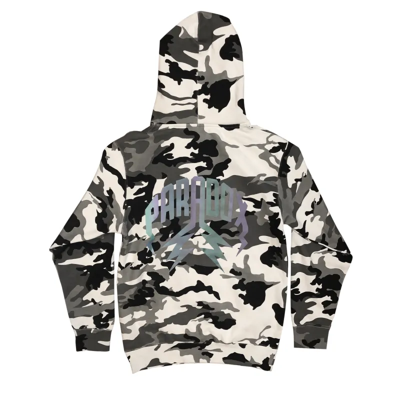 Lightning Arc Logo Pull-Over Hoodie "Snow Camo" sold by Paradox Lab