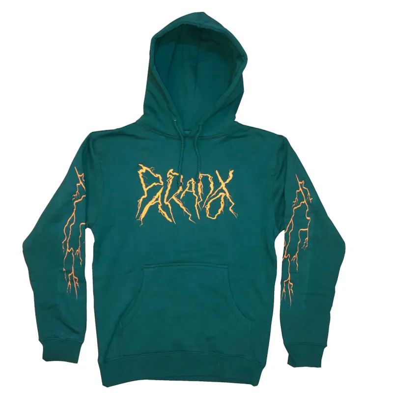 Lightning Strikes Pull-Over Hoodie (Dark Green/Orange) sold by Paradox Lab