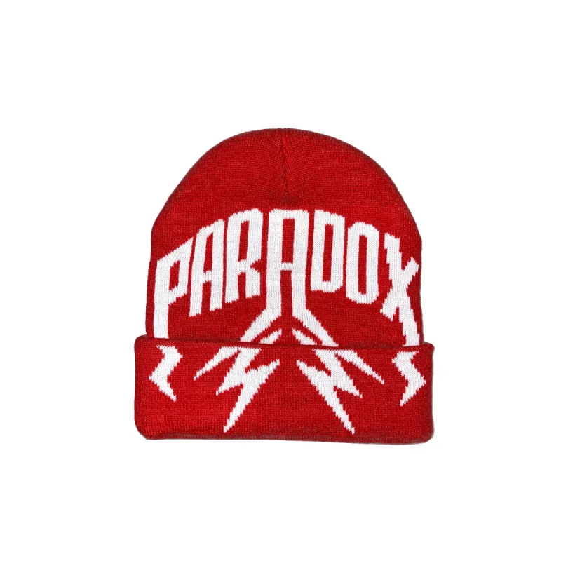 LIGHTNING ARC LOGO BEANIE - FOLD (RED) sold by Paradox Lab
