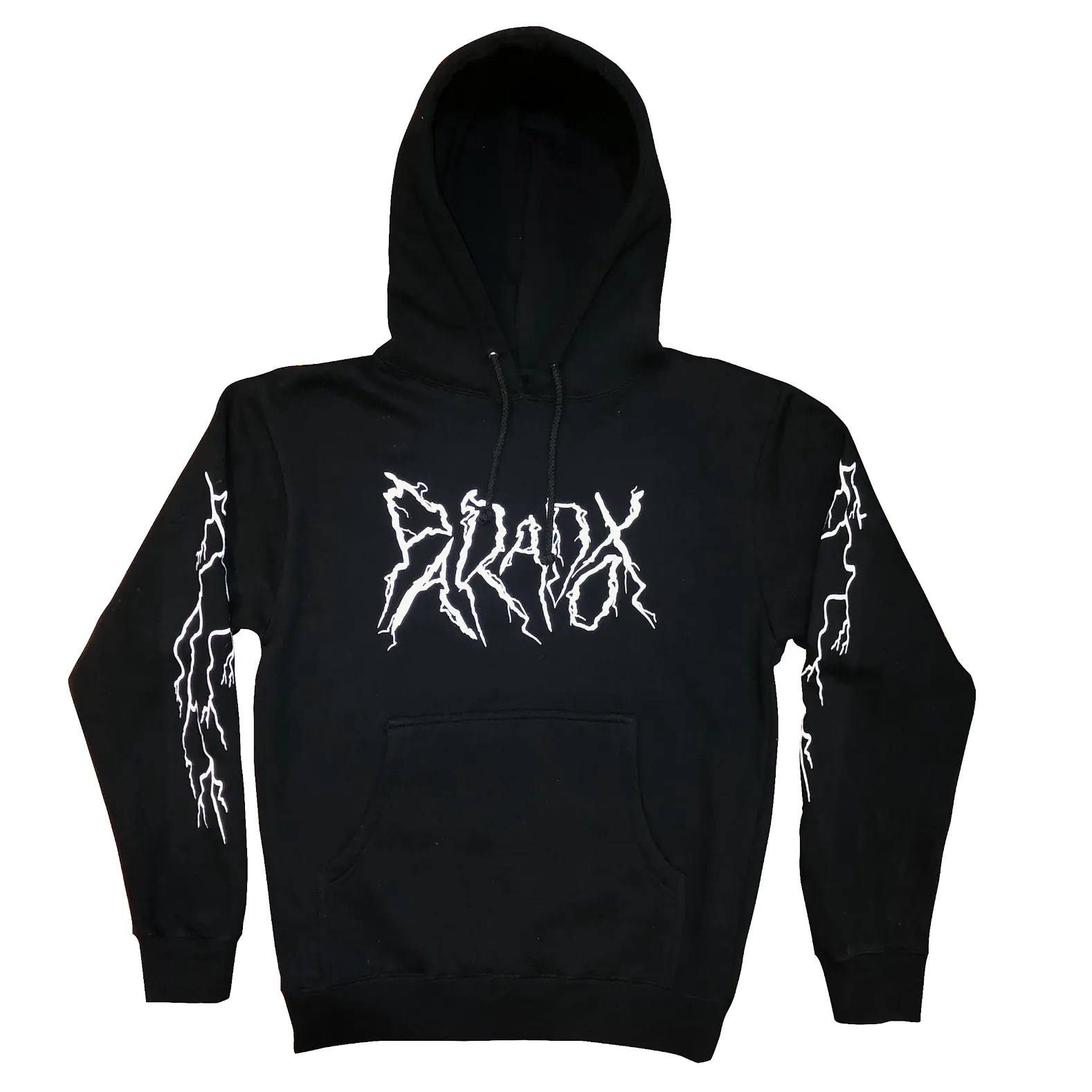 Lightning Strikes Pull-Over Hoodie (Black/White) sold by Paradox Lab