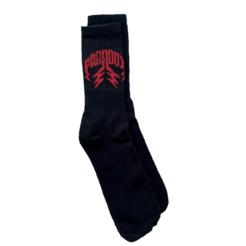 Crew Socks Lightning Arc Logo (2 Pack) - Black/Red sold by Paradox Lab