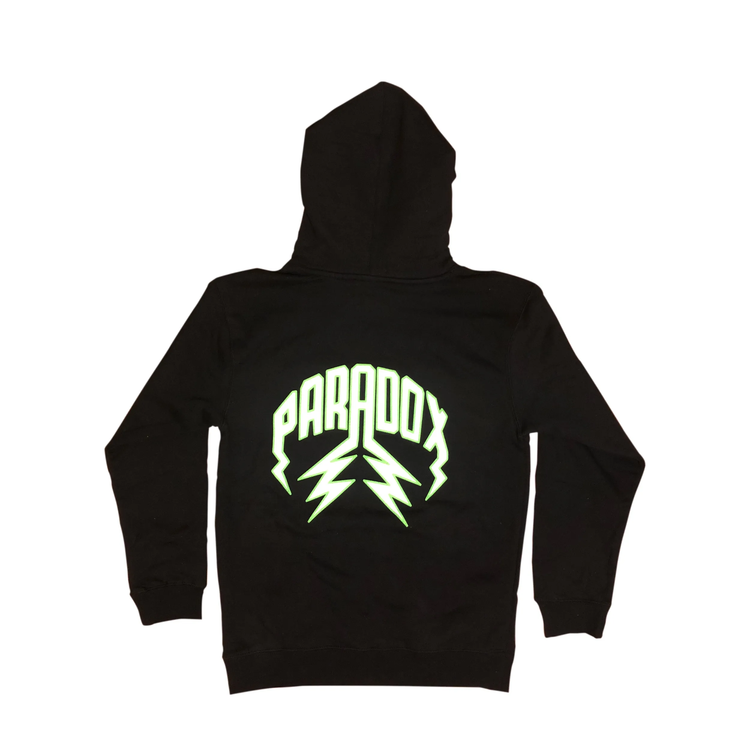 Lightning Arc Logo Pull-Over Hoodie (Black/Neon Green) sold by Paradox Lab