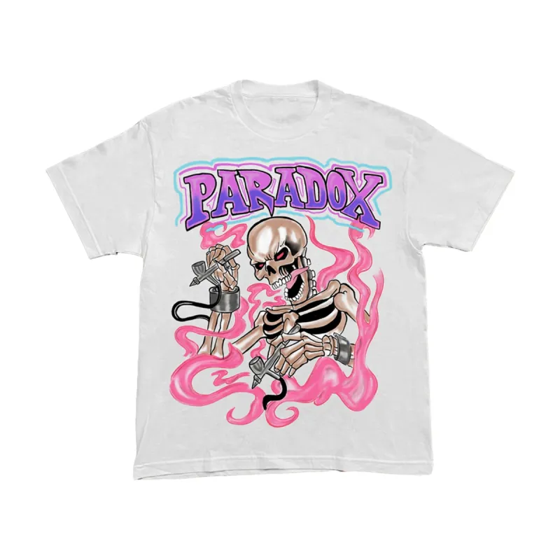 AIRBRUSHED "SKELETON" TEE (WHITE/PINK) sold by Paradox Lab