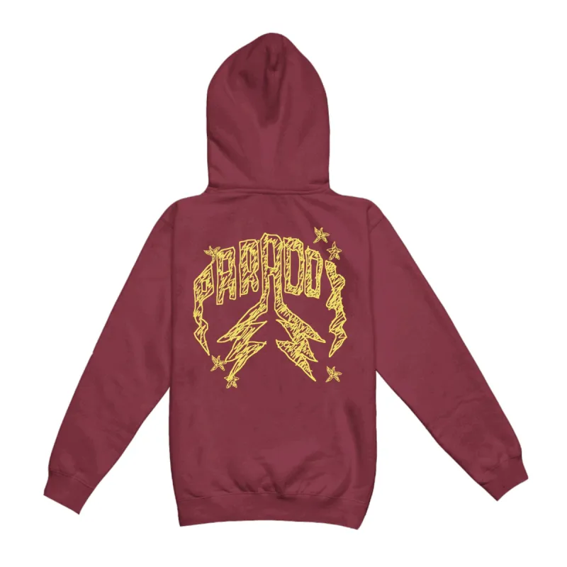 "QUICK SKETCH" LIGHTNING ARC LOGO PULL-OVER HOODIE (MAROON) sold by Paradox Lab