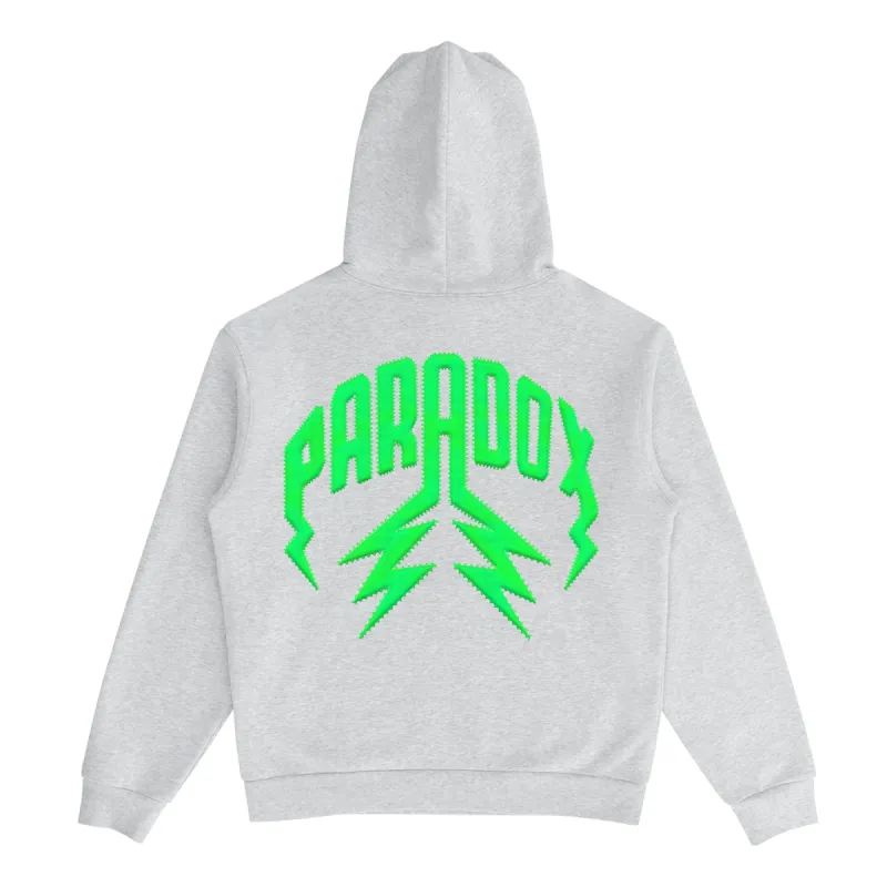 TWILLED LIGHTNING ARC LOGO PULL-OVER HOODIE (GREY/GREEN) sold by Paradox Lab