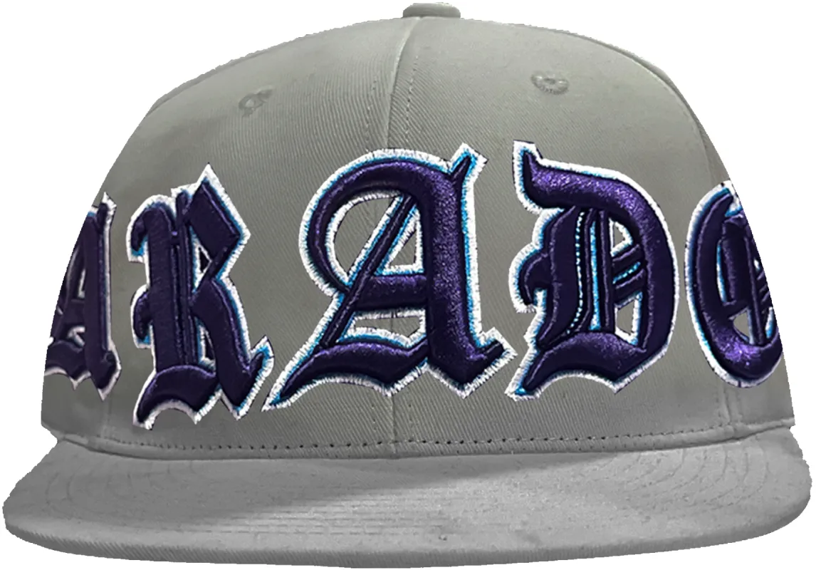 OLD VARSITY FITTED HAT (LIGHT GREY/PURPLE) made by Paradox Lab