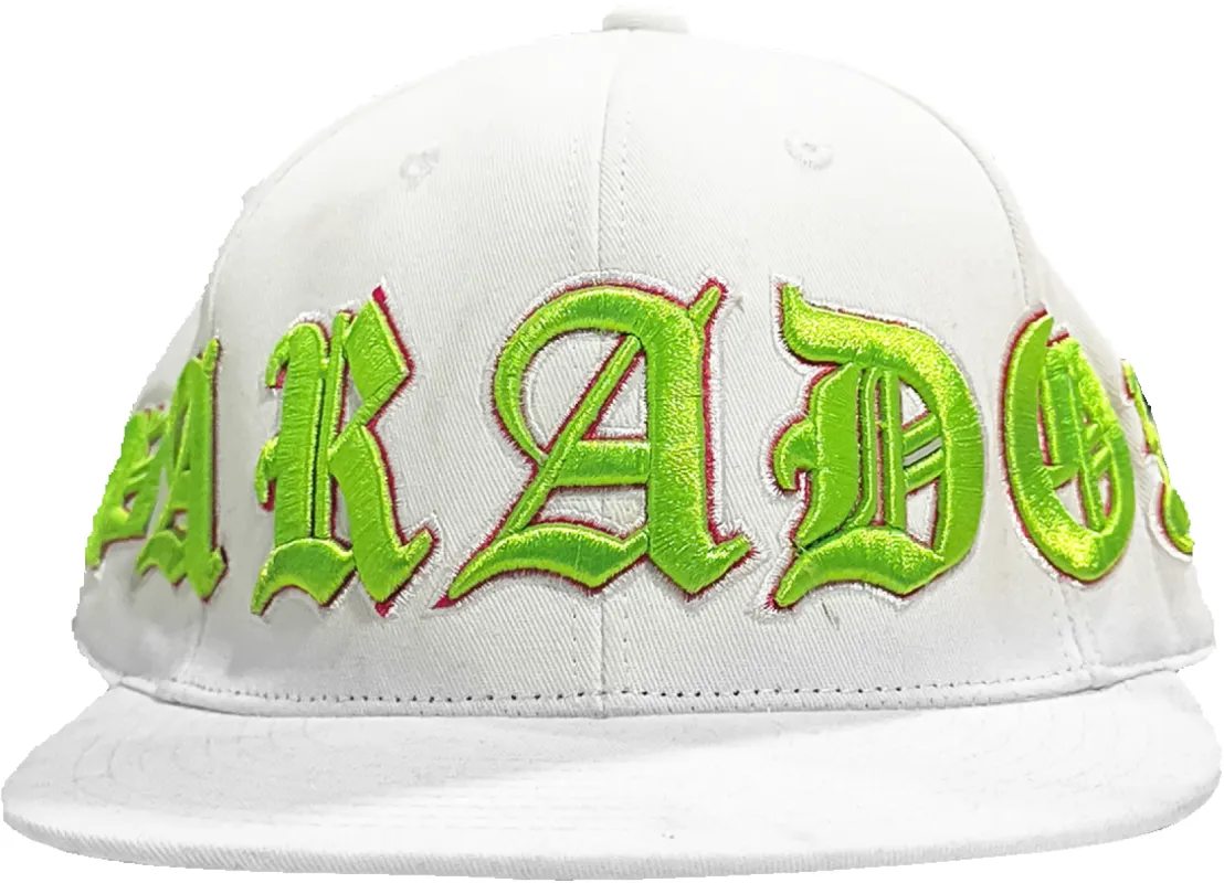 OLD VARSITY FITTED HAT (WHITE/GREEN) made by Paradox Lab