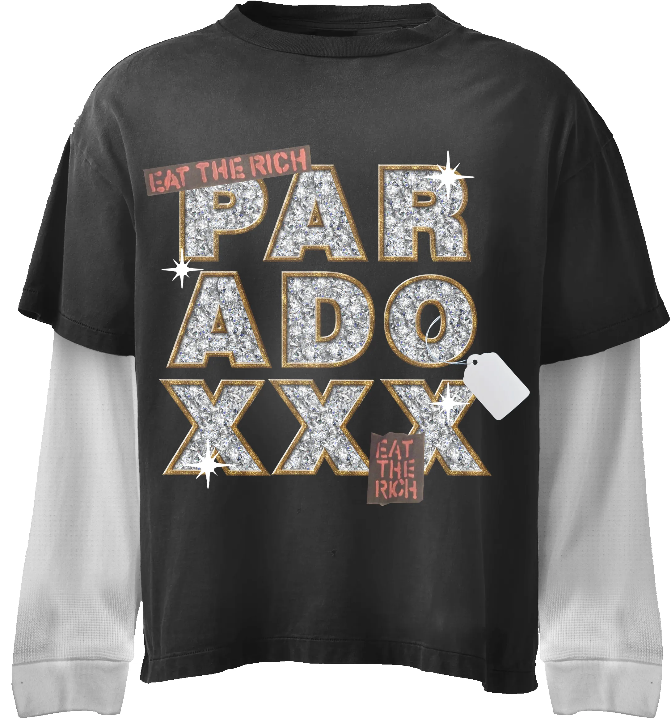 "EAT THE RICH" LAYERED LONG-SLEEVE TEE sold by Paradox Lab