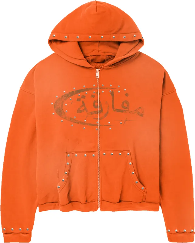 "PARADOX" ARABIC ZIP-UP HOODIE (ORANGE/BLACK) sold by Paradox Lab