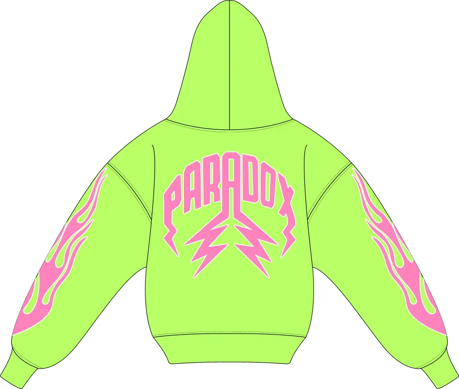 "KIWI V2" LIGHTNING ARC LOGO HOODIE (NEON LIME GREEN) sold by Paradox Lab