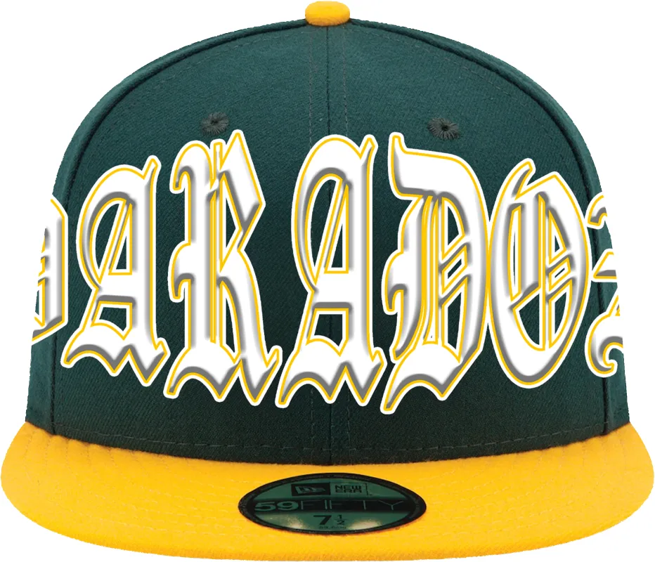 “Athletics” Fitted Hat (Green/Yellow) sold by Paradox Lab