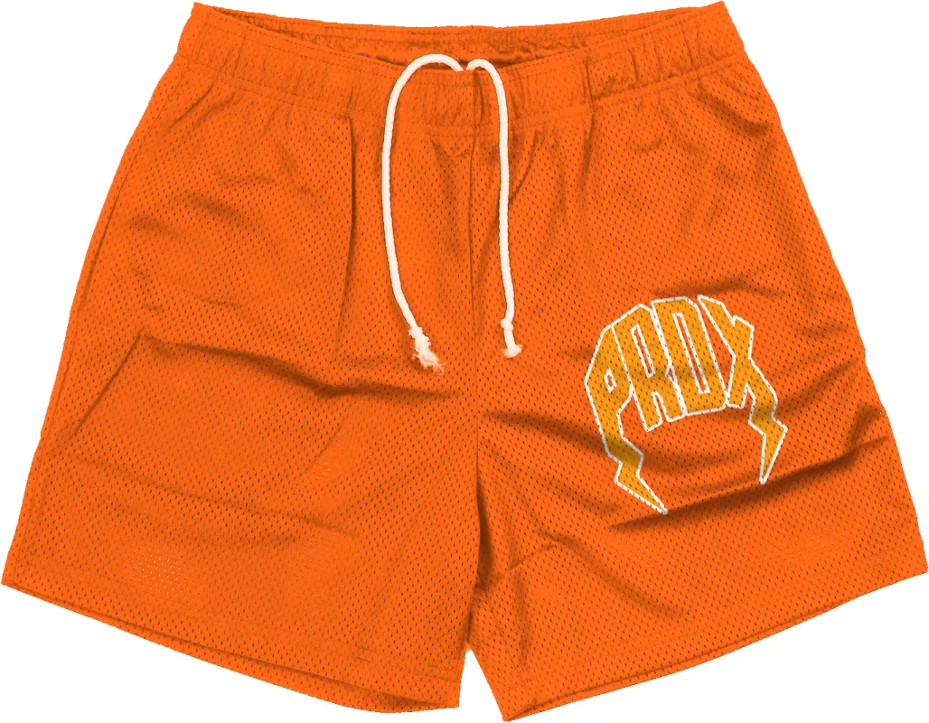 "PRDX" Mesh Shorts (Orange) sold by Paradox Lab