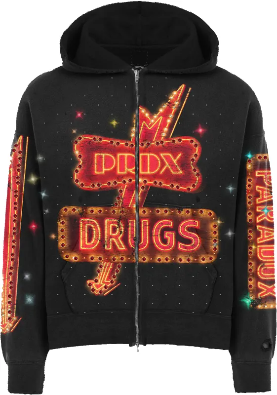 "PRDX DRUGS" - ZIP UP HOODIE (BLK/RED) sold by Paradox Lab