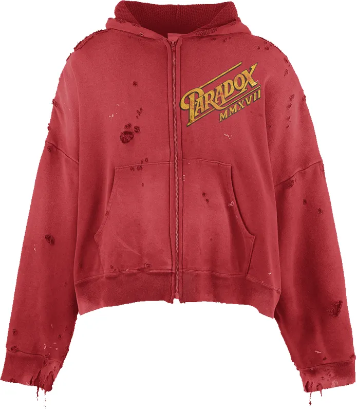 "CLASSIC SCRIPT" ZIP-UP HOODIE (RED) made by Paradox Lab