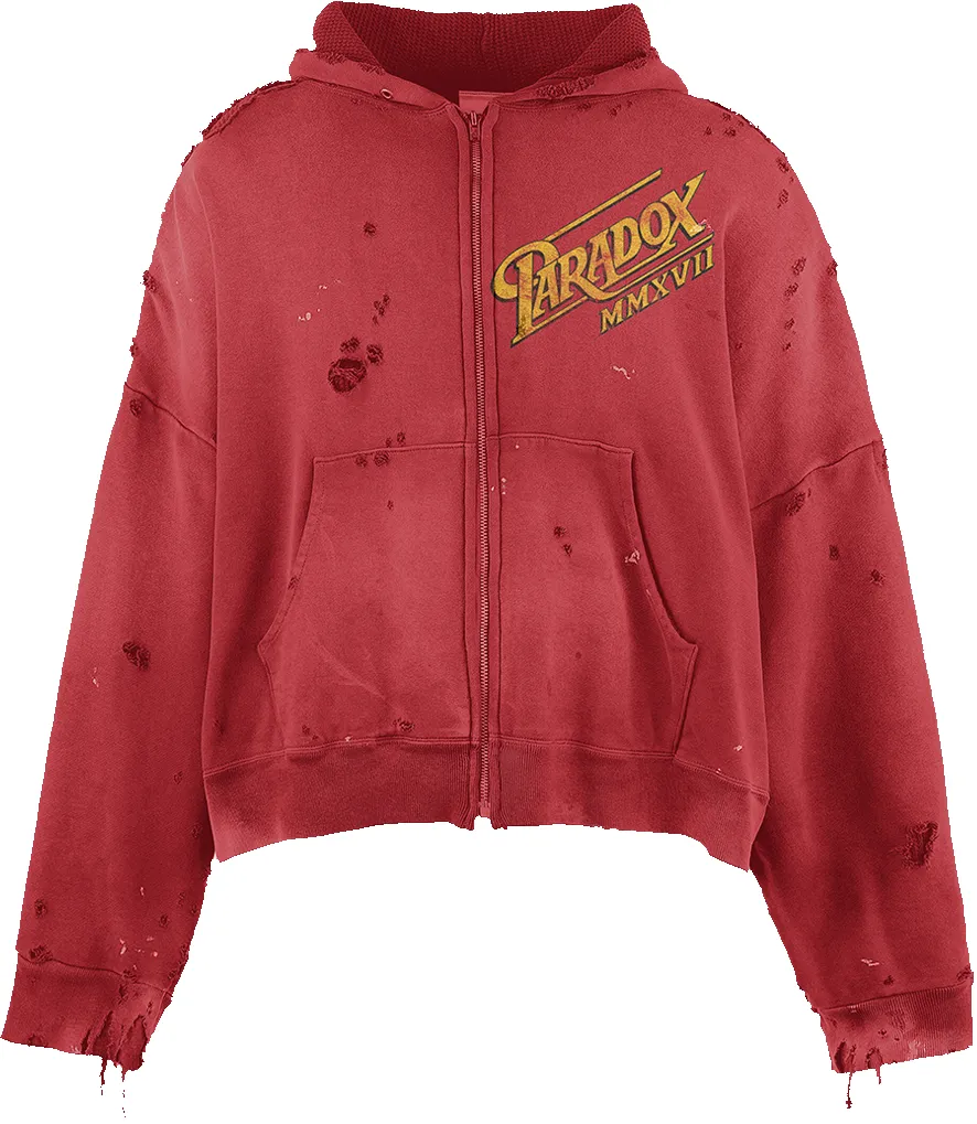 "CLASSIC SCRIPT" ZIP-UP HOODIE (RED) sold by Paradox Lab