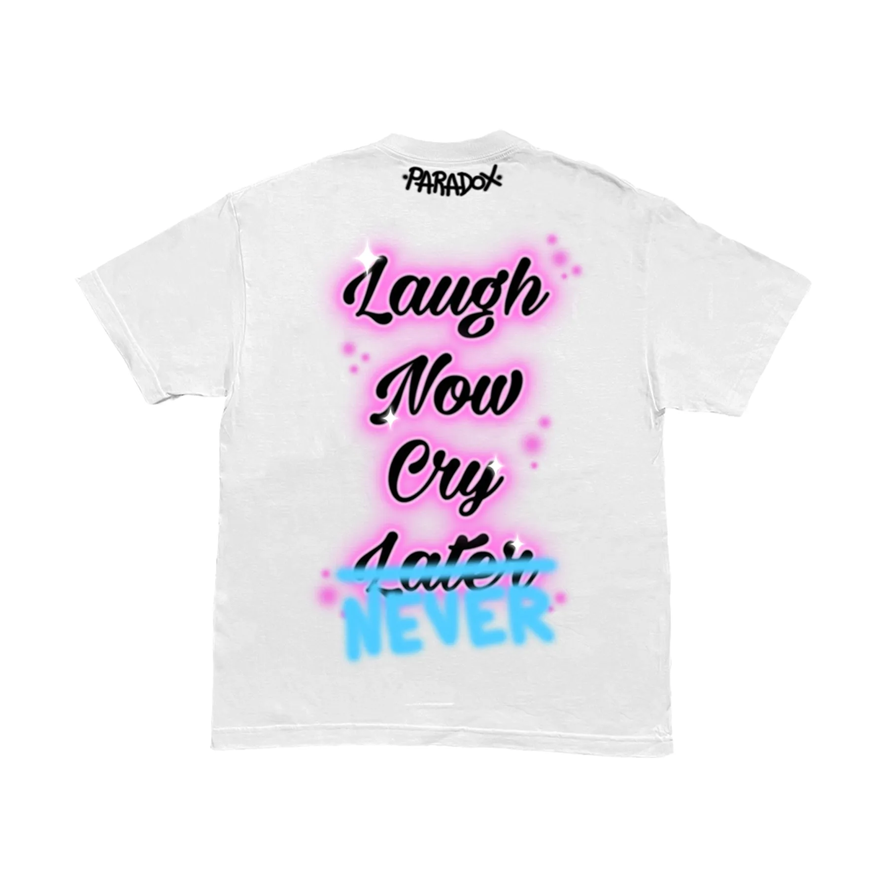 Airbrushed "Laugh Now Cry NEVER" TEE (WHITE) sold by Paradox Lab product image thumbnail 2