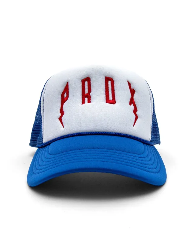PRDX Trucker Hat (Blue/White/Red) sold by Paradox Lab
