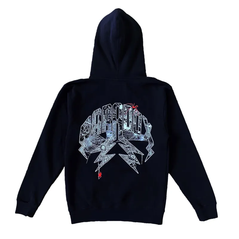 Spider Lightning Arc Logo Pull-Over Hoodie (Black) sold by Paradox Lab