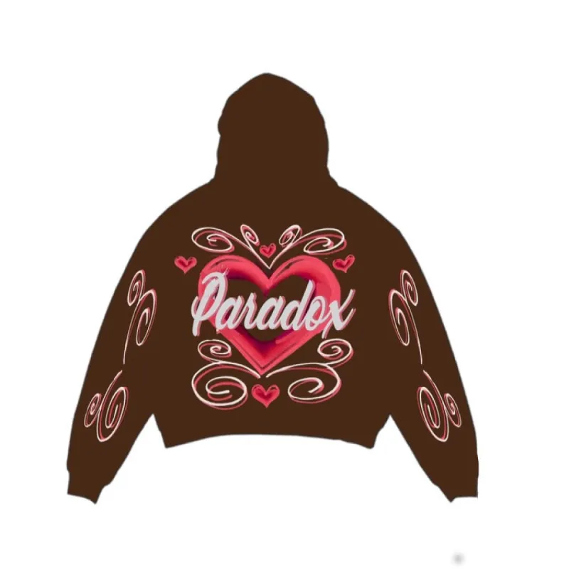 "AIRBRUSHED HEARTS" LIGHTNING ARC LOGO PULL-OVER HOODIE (BROWN) sold by Paradox Lab