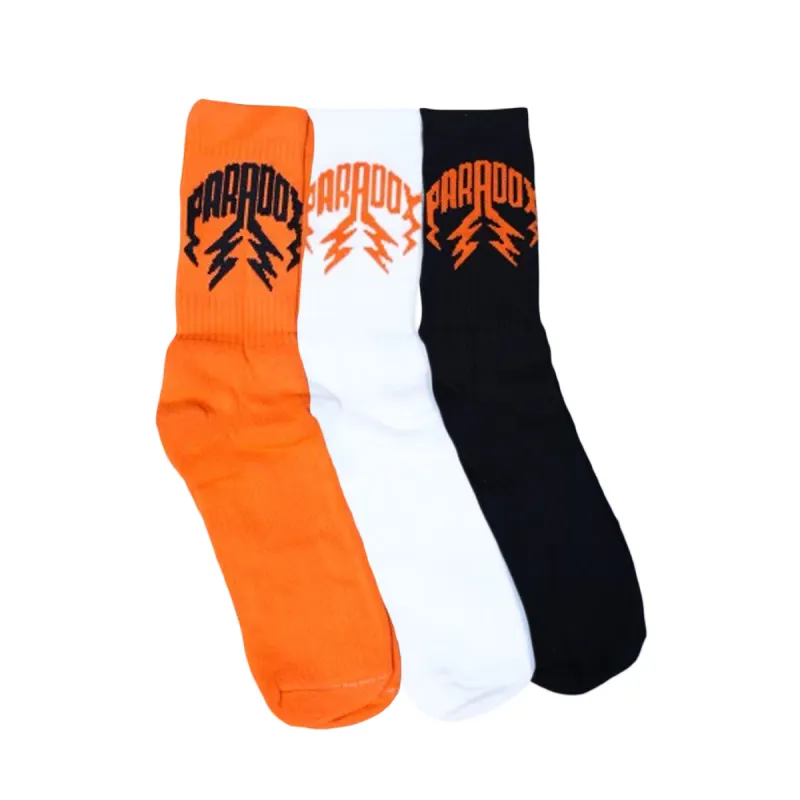 Crew Socks Lightning Arc Logo (3 Pack) - Orange sold by Paradox Lab