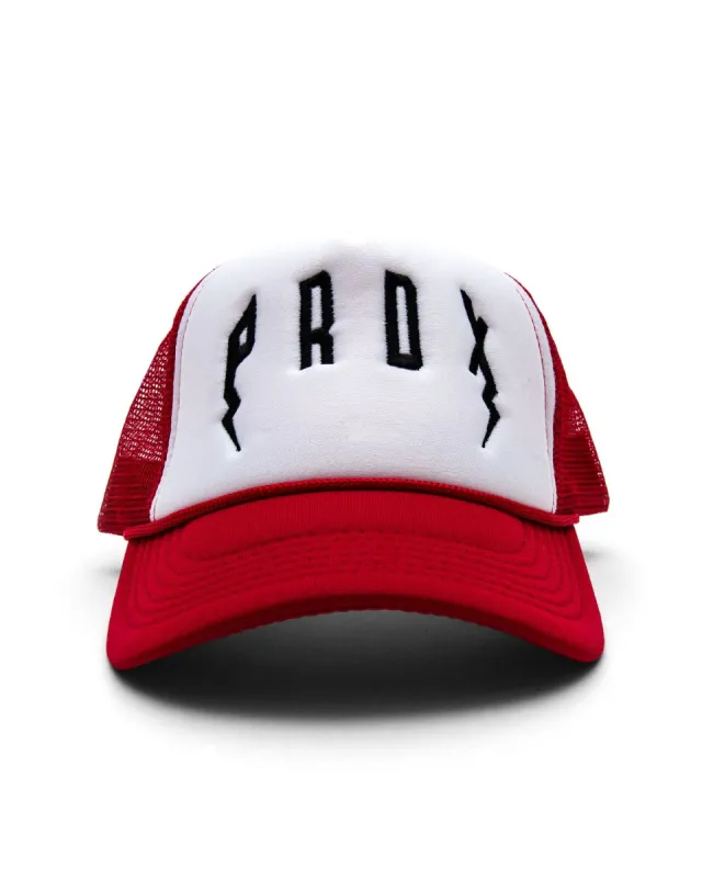 PRDX Trucker Hat (Red/White/Black) sold by Paradox Lab